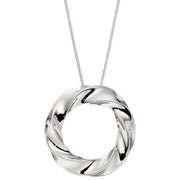 Elements Silver Organic Circle Twist Pendant - Silver