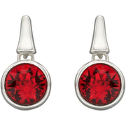 Elements Silver Pillar Round Drop Light Siam Crystal Earrings - Silver/Red