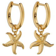 Elements Silver Starfish Assembled Hoops - Gold