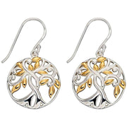 Elements Silver Tree of Life Earrings - Silver/Gold