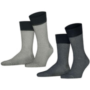 Esprit All Over Stripe 2 Pack Socks - Navy/Grey