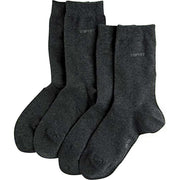 Esprit Basic Fine Knit Mid-Calf 2 Pack Socks - Anthracite Grey