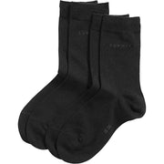 Esprit Basic Fine Knit Mid-Calf 2 Pack Socks - Black
