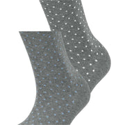 Esprit Fine Dot 2 Pack Socks - Light Grey Mel
