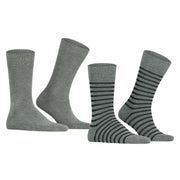 Esprit Fine Stripe 2 Pack Socks - Light Grey