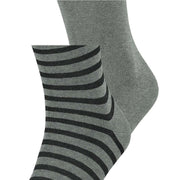 Esprit Fine Stripe 2 Pack Socks - Light Grey