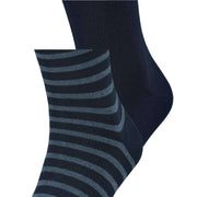 Esprit Fine Stripe 2 Pack Socks - Marine Navy