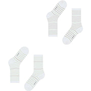 Esprit Fine Stripe 2 Pack Socks - Raw White