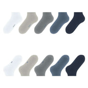 Esprit Solid Mix 5 Pack Sneaker Socks - White/Grey -