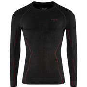 Falke Maximum Warm Long Sleeve Shirt - Black/Fuego Red