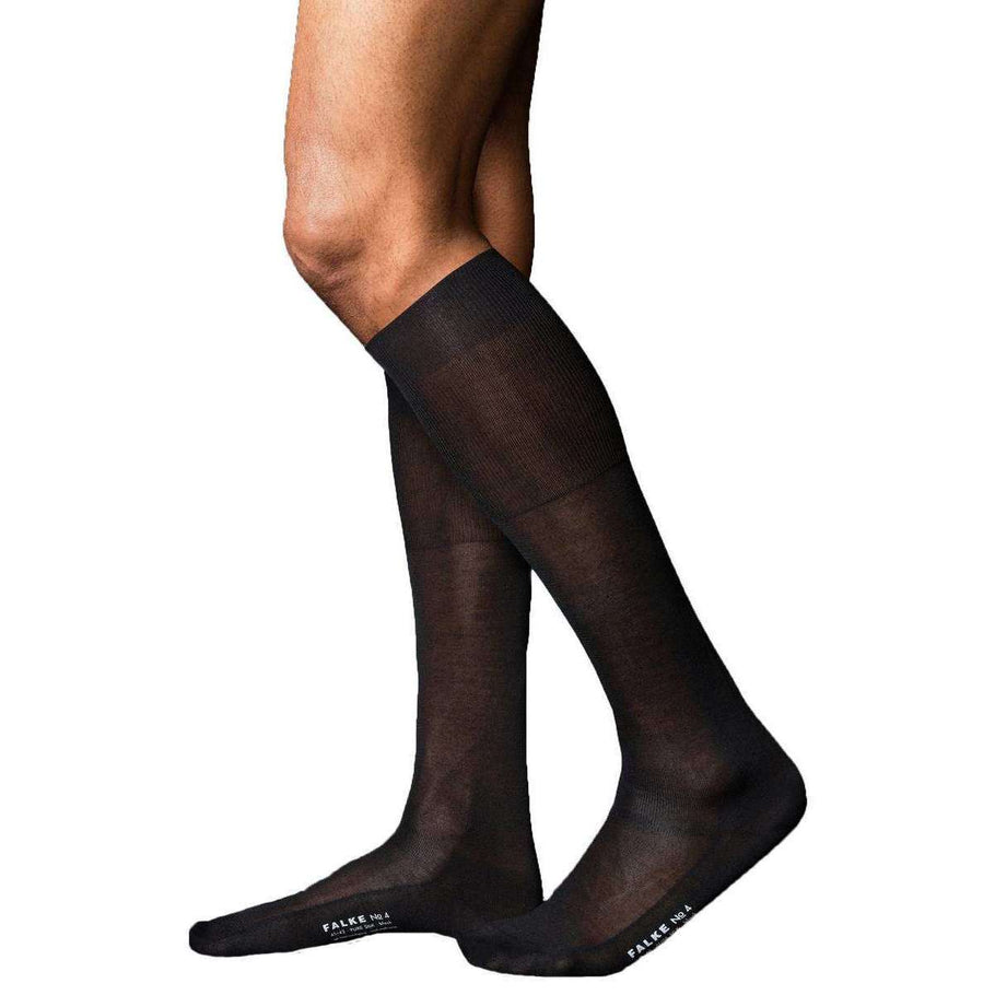 Falke Mens No4 Pure Silk Knee High Socks Black — KJ Beckett