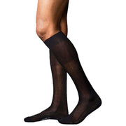 Falke No9 Pure Fil d'Ecosse Smooth Flat Knit Knee High Socks - Black