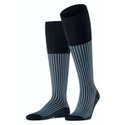 Falke Oxford Stripe Knee High Socks - Anthracite Melange