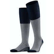 Falke Oxford Stripe Knee High Socks - Atlantic Blue