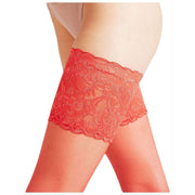 Falke Seidenglatt 15 Den Stay Up Transparent Floral Stockings - Red