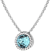 KJ Beckett March Birthstone Swarovski Crystal Necklace - Silver/Light Blue