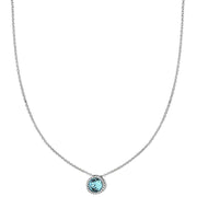 KJ Beckett March Birthstone Swarovski Crystal Necklace - Silver/Light Blue