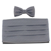 Knightsbridge Neckwear Bow Tie and Cummerbund Set - Black/Silver