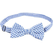 Knightsbridge Neckwear Checked Pre-Tied Cotton Bow Tie - Blue/White