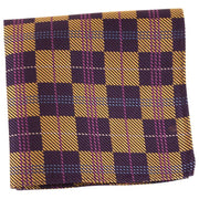 Knightsbridge Neckwear Checked Silk Pocket Square - Navy/Gold
