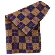 Knightsbridge Neckwear Checked Silk Pocket Square - Navy/Gold