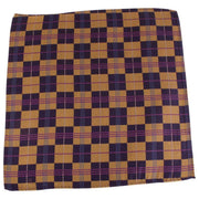 Knightsbridge Neckwear Checked Silk Pocket Square - Navy/Gold