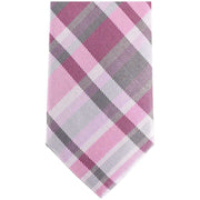 Knightsbridge Neckwear Checked Silk Skinny Tie - Pink/Grey