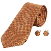 Knightsbridge Neckwear Geometric Design Tie and Cufflinks Set - Amber