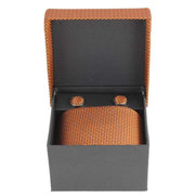 Knightsbridge Neckwear Geometric Design Tie and Cufflinks Set - Amber
