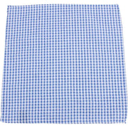 Knightsbridge Neckwear Gingham Checked Cotton Pocket Square - Blue/White