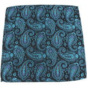 Knightsbridge Neckwear Large Paisley Silk Pocket Square - Black/Turquoise