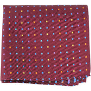 Knightsbridge Neckwear Multi Pin Dot Silk Pocket Square - Burgundy/Multi-colour