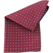 Knightsbridge Neckwear Multi Pin Dot Silk Pocket Square - Burgundy/Multi-colour