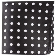 Knightsbridge Neckwear Polka Dot Silk Pocket Square - Black/Silver
