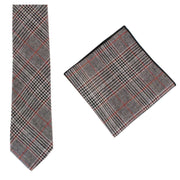 Knightsbridge Neckwear Prince of Wales Check Tie and Pocket Square Set - Black/Red