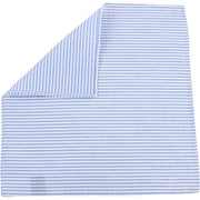 Knightsbridge Neckwear Striped Cotton Pocket Square - Sky Blue/White