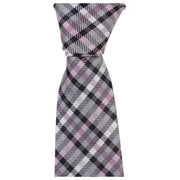 Knightsbridge Neckwear Tartan Woven Tie - Pink/Grey/Black