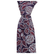 Knightsbridge Neckwear Tonal Floral Tie - Purple/Burgundy