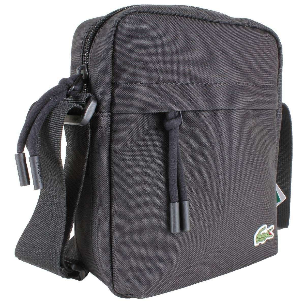 Mens Lacoste Neocroc Canvas Vertical Zip Crossbody Bag Black KJ Beckett