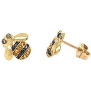 Mark Milton Diamond Bee Stud Earrings - Yellow Gold/Black