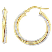 Mark Milton Textured Twist Hoop Earrings - Yellow Gold/Silver
