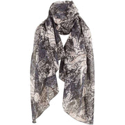 Michelsons of London Abstract Floral Paisley Scarf - Black/Beige
