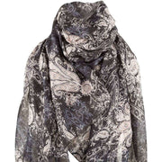 Michelsons of London Abstract Floral Paisley Scarf - Black/Beige
