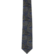 Michelsons of London All Over Paisley Tie and Pocket Square Set - Blue/Yellow