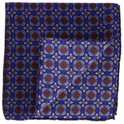 Michelsons of London Bold Medallion Silk Pocket Square - Blue