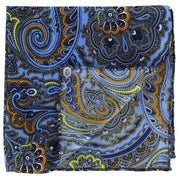 Michelsons of London Bright Paisley Silk Pocket Square - Blue