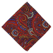 Michelsons of London Bright Paisley Silk Pocket Square - Orange