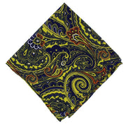 Michelsons of London Bright Paisley Silk Pocket Square - Yellow