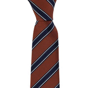 Michelsons of London Classic Bar Stripe Silk Tie - Orange