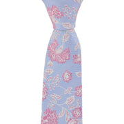 Michelsons of London Climbing Spring Floral Silk Tie - Light Blue/Pink